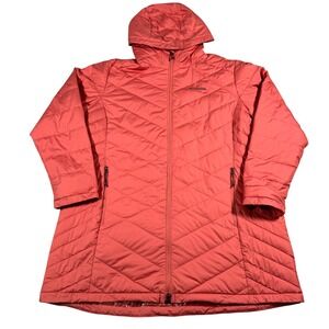Columbia Heavenly Long Hooded Jacket Womens 2X Pink Omni-Heat Insulated Parka